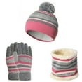 thumbnail image 1 of NUZYZ 1 Set Thicken Knitting Hat Scarf Gloves Stretchy Autumn Winter Stripe Knit Cap Scarf Gloves for Kids, 1 of 8