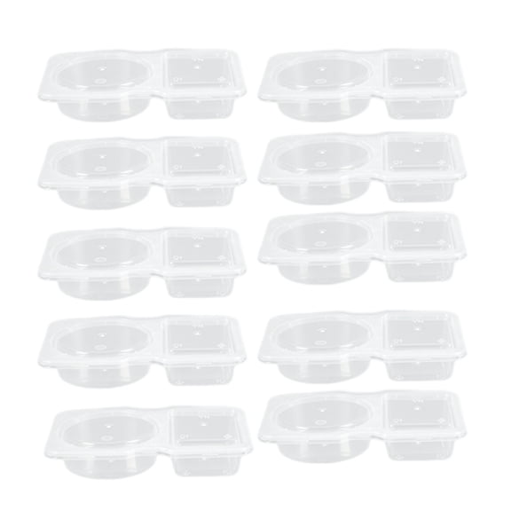 NUZYZ 10 pcs Seasoning Box,Disposable And Reusable Leak-Proof Lid Double Compartment Condiment Container,for Condiment Dip Sauce Sampling And Travel Snacks,B