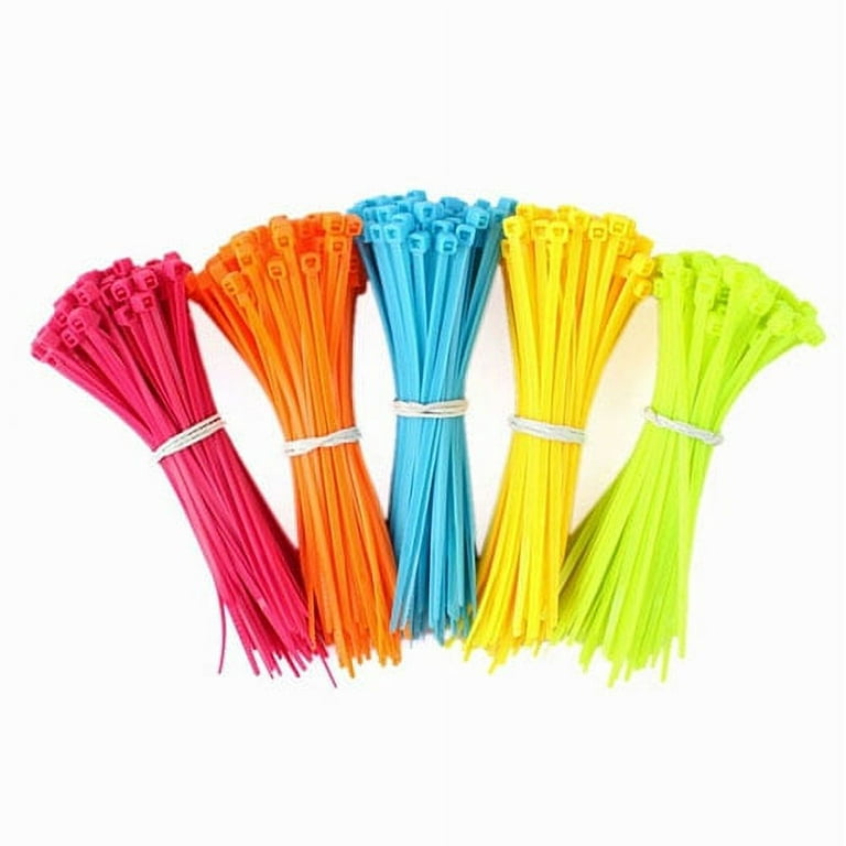 NUZYZ 100Pcs Bright Color Self-Locking Nylon Plastic Wire Cable