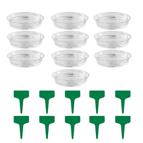 NUZYZ 10Pcs Plastic Home Garden Flower Pot Plant Labels Tags Planter Tray Saucers