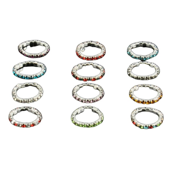 NUZYZ 12 Pcs/Pack Elastic Rhinestone Decor Toe Rings Mixed Color Feet Jewelry Charms