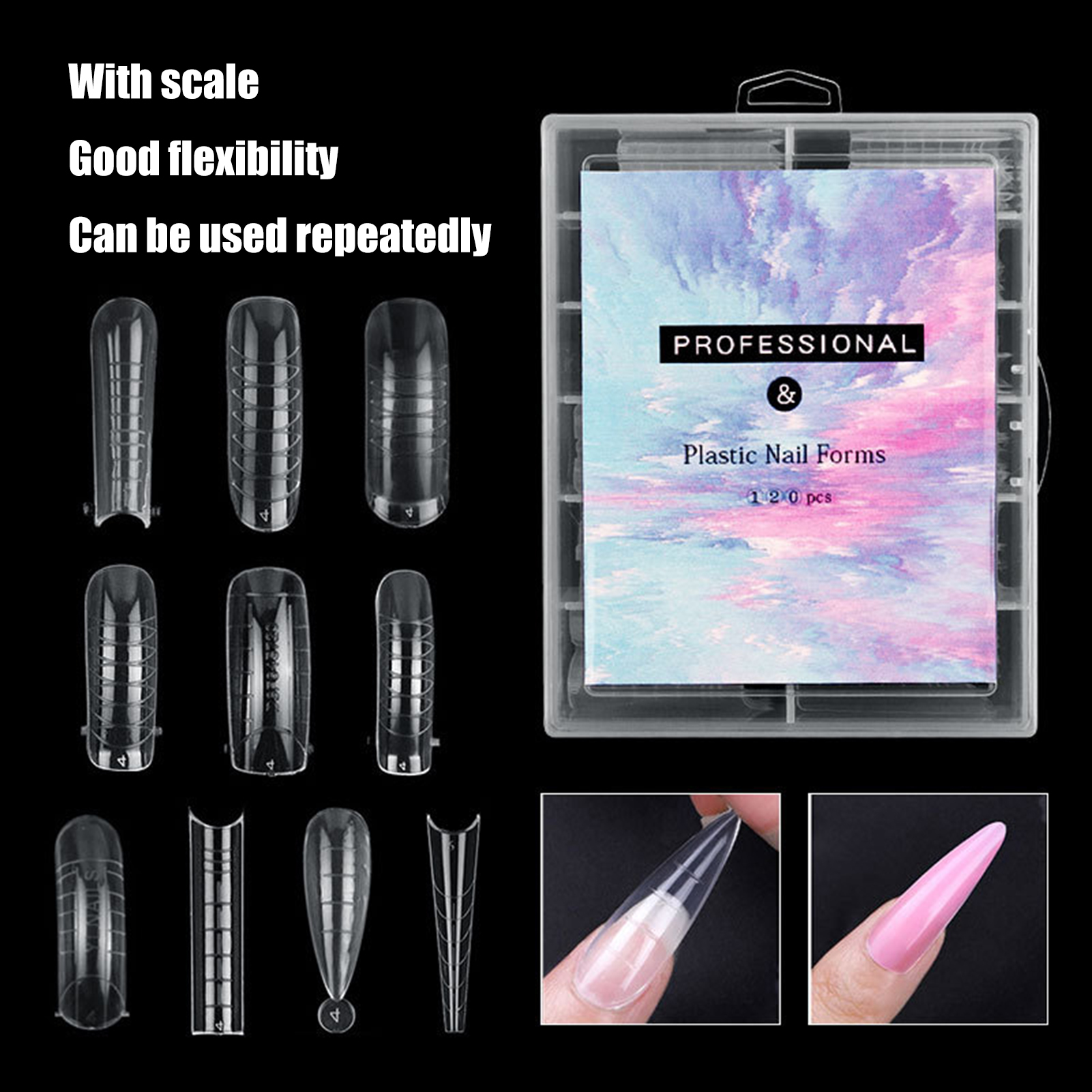 NUZYZ 120Pcs/Set Nail Extension Tip Graduated Nail Extending