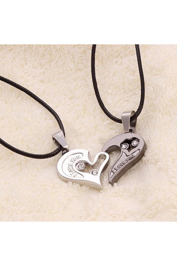 2 Pcs His and Hers Heart Pendant English Letters Couples Love Necklaces
