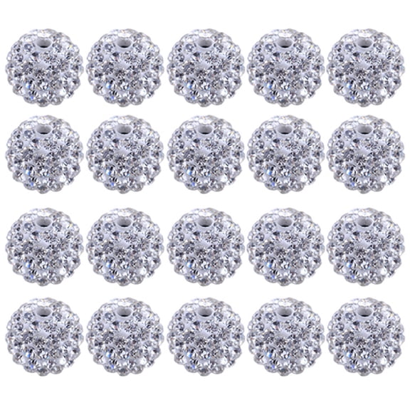 NUZYZ 20Pcs 10mm Czech Rhinestones Pave Clay Round Disco Ball Spacer Beads