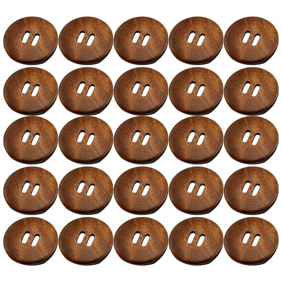 NUZYZ 25Pcs Sewing Buttons Smooth Convenient Installation Coffee Color Dark Coffee 2 Holes Round Wood Sewing Buttons for Apparel