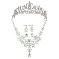 thumbnail image 1 of NUZYZ 3Pcs/Set Rhinestone Butterfly Necklace Crown Earring Bridal Wedding Jewelry Gift, 1 of 7