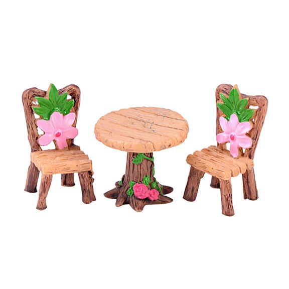 NUZYZ 3Pcs/Set Table Chair Micro Landscape Ornament Fairy Garden Miniature Decor