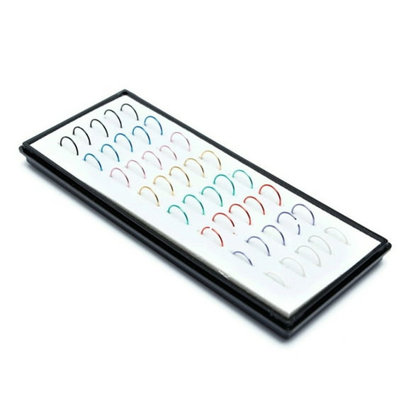 NUZYZ 40Pcs/Box Punk Men Women Opening Circle Nose Ring Body Piercing Jewelry Gift