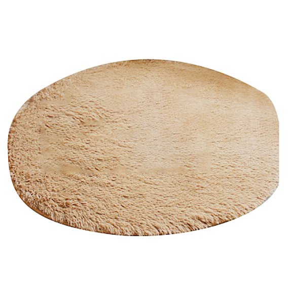 NUZYZ 40cm Round Bathroom Bedroom Coral Fleece Soft Non-slip Floor Mat Rug Home Decor Camel