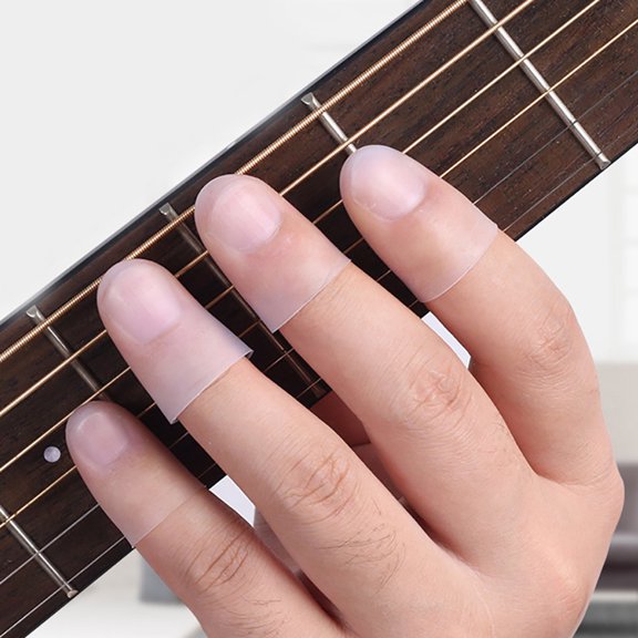 NUZYZ 4Pcs Ultra-thin Left Hand Guitar Fingertip Protector Silicone Finger Guard Cover
