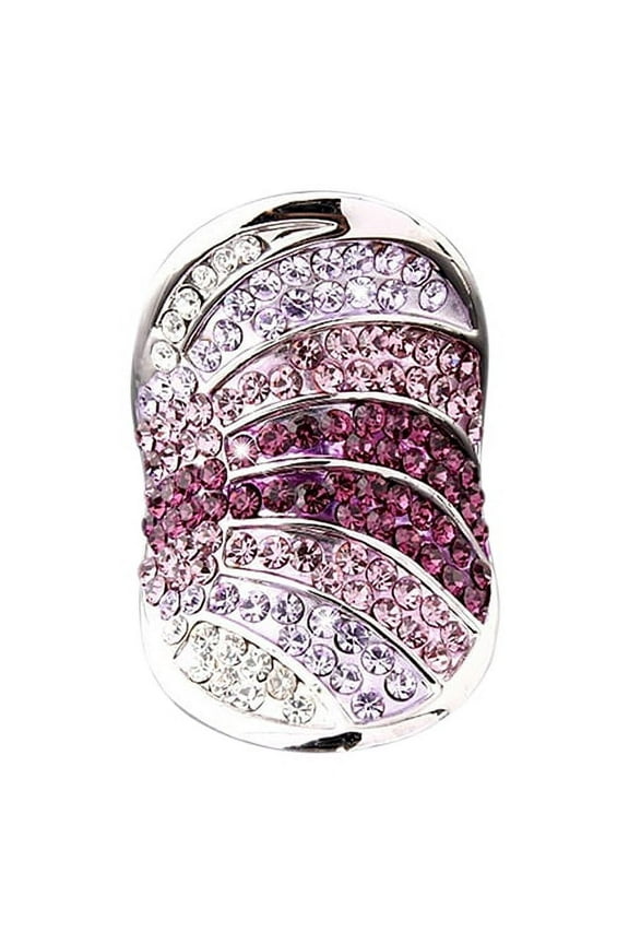 925 Sterling Silver Women Korean Style Full Rhinestone Index Finger Ring