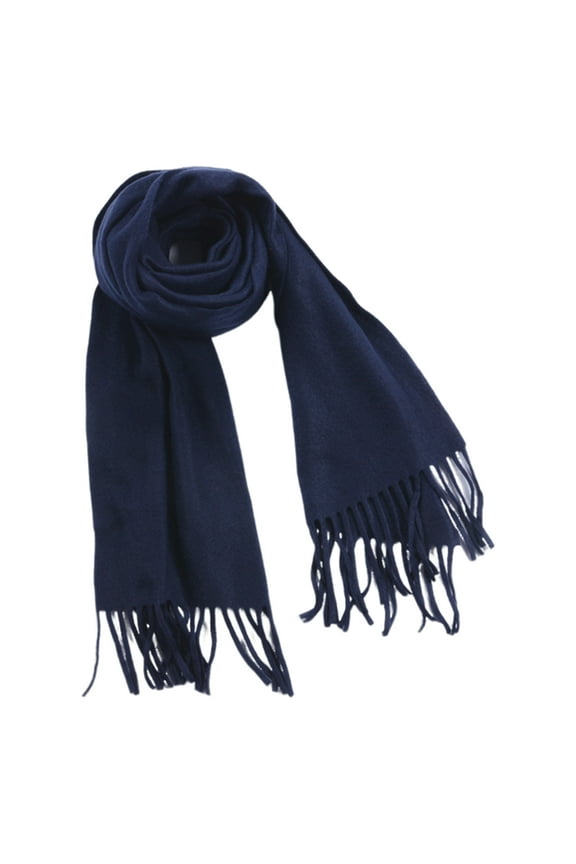 Adult Scarf Double-Sided Velvet Soft Plaid Pattern Autumn Winter Scarf with Tassel Men Women Warm Shawl,Navy Blue