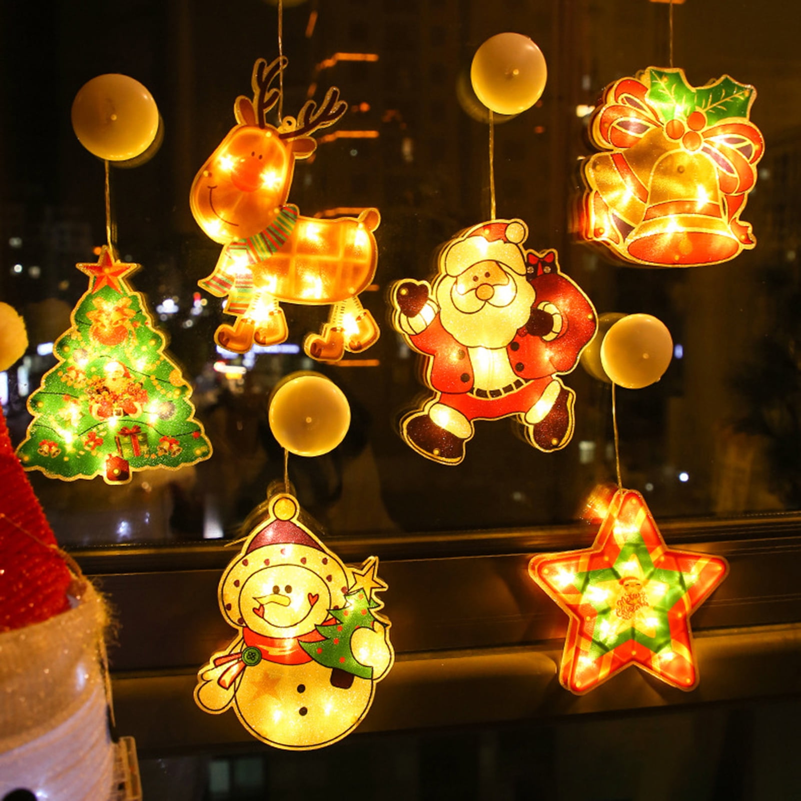 NUZYZ Battery Powered Lighted Window Decorations Snowman Pattern Copper