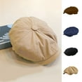 thumbnail image 1 of NUZYZ Beret Hat Short Brim British Style Retro Round Top Fine Texture Sun Protection Breathable Classic Western Newsboy Hat Fashion Accessories, 1 of 8