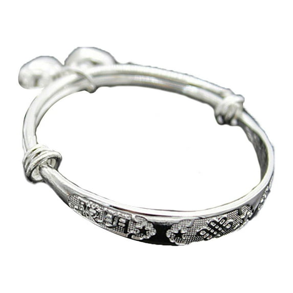 NUZYZ Bracelet Embossing Design Adjustable Jewelry Bell Pendant Bangle