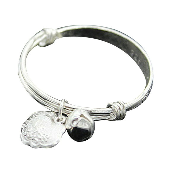 NUZYZ Bracelet Embossing Design Adjustable Jewelry Bell Pendant Baby Bangle for Toddler