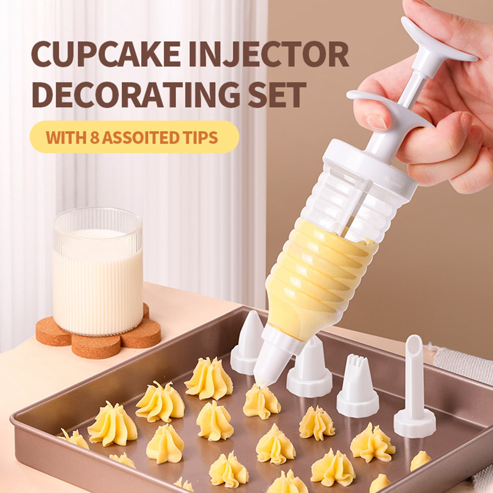 NUZYZ Cookie Injector Dessert Decorating Injector with 8 Piping Tips
