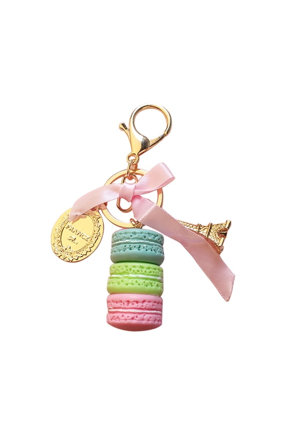 Cute Macaron Cake Pendant Car Key Ring Keychain Alloy Holder Bag Purse Accessory Blue Green