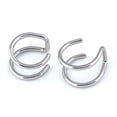 thumbnail image 1 of NUZYZ Ear Clip Cuff Cool Non Pierced Stainless Steel 2-row Fake Cartilage Earrings for Bar, 1 of 2