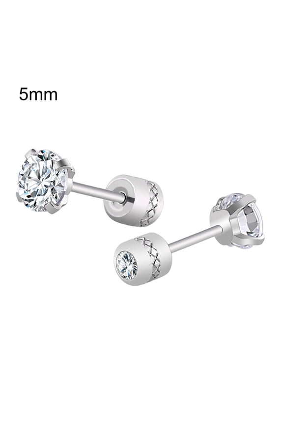 Earrings Fashionable Unisex Rhinestone Round Cubic Zirconia Titanium Steel Studs for Gift