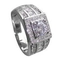 thumbnail image 1 of NUZYZ Fashion Men Rhinestone Wedding Engagement Finger Ring Party Decor Jewelry Gift Silver US 7, 1 of 6