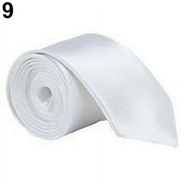 NUZYZ Fashion Men’s Solid Color Plain Ties Office Workwear Uniform Party Necktie White 150cm