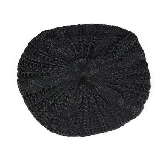 NUZYZ Fashion Women's Lady Beret Braided Baggy Beanie Crochet Hat Ski Knitted Cap Black