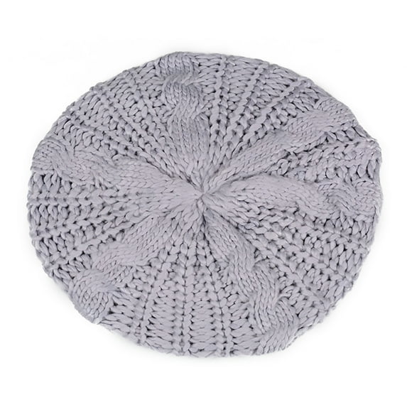 NUZYZ Fashion Women's Lady Beret Braided Baggy Beanie Crochet Hat Ski Knitted Cap Grey