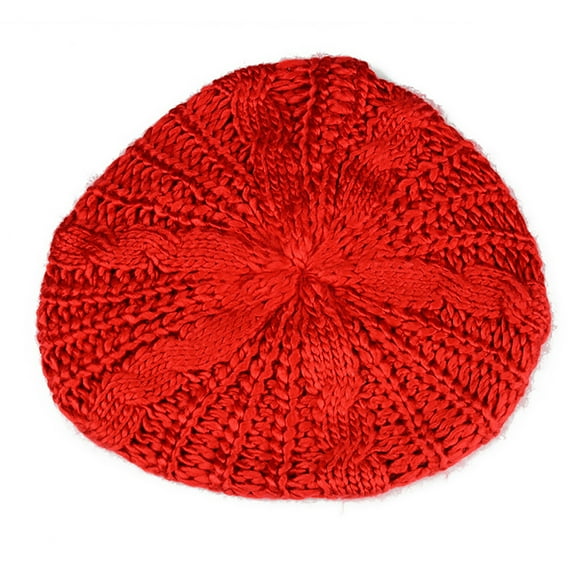 NUZYZ Fashion Women's Lady Beret Braided Baggy Beanie Crochet Hat Ski Knitted Cap Red