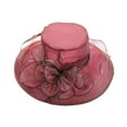 thumbnail image 1 of NUZYZ Floral Organza Wide Brim Church Fascinator Lady Tea Party Sun Hat, 1 of 8