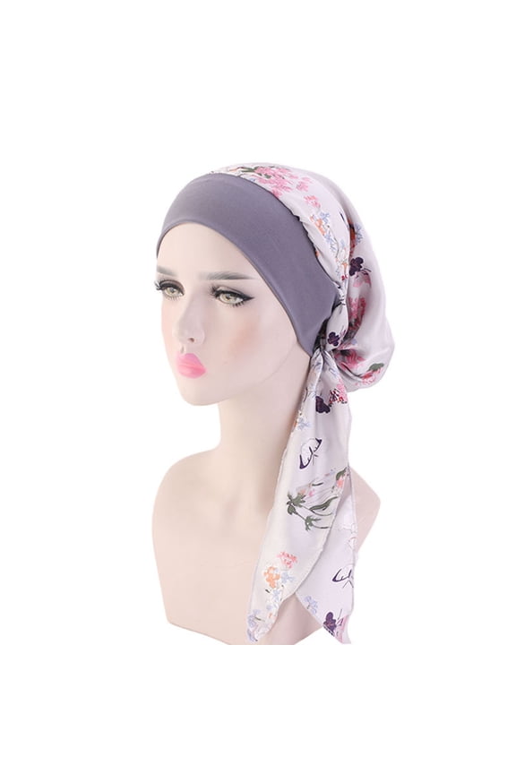 Floral Print Women Elastic Turban Hat Head Scarf Bandana Headwear Pirate Cap