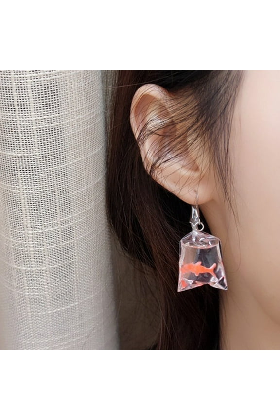 Goldfish Water Bag Shape Dangle Hook Earrings Charm Women Jewelry Gift