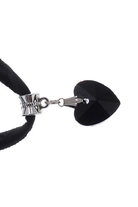 Gothic Handmade Love Heart Rhinestone Pendant Choker Short Necklace