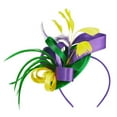 thumbnail image 1 of NUZYZ Hair Hoop Fascinator Hat with Hair Clip Elastic Band Faux Feather Ribbon Decor Satin Fabric Women Headband Party Accessories,Multicolor, 1 of 8