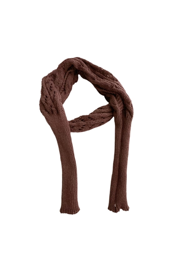 Knitted Cable Wrap with Sleeves Solid Color Hollow Twist Crochet Pattern Women Shawl Scarf Bohemian Style Sweater Scarf,Dark Coffee