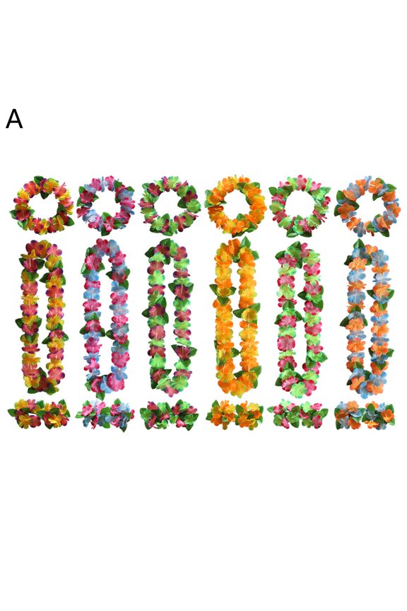 Lei Kit Vibrant Colors Breathable Party Favors Hawaiian Party Decorations Necklaces Lei Bracelet for Outdoor