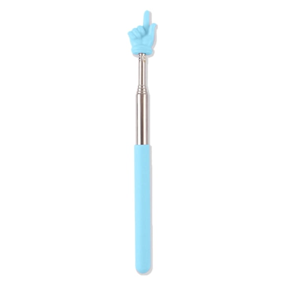 NUZYZ Macaron Finger Reading Teacher Pointer,Retractable Adjustable Length Stainless Steel Frosted Handle Pointer,Blue