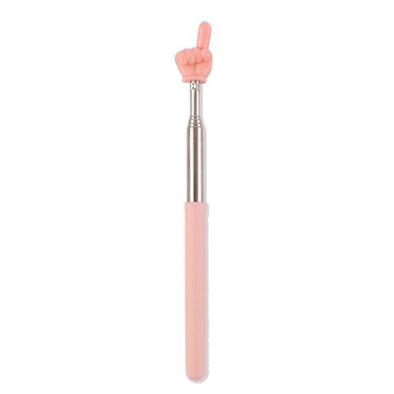 NUZYZ Macaron Finger Reading Teacher Pointer,Retractable Adjustable Length Stainless Steel Frosted Handle Pointer,Pink