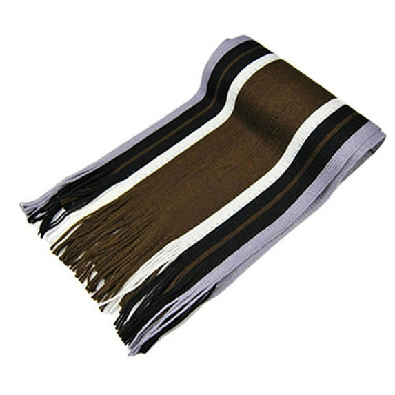 NUZYZ Men's Classic Acrylic Shawl Winter Warm Long Fringe Striped Tassel Scarf Coffee