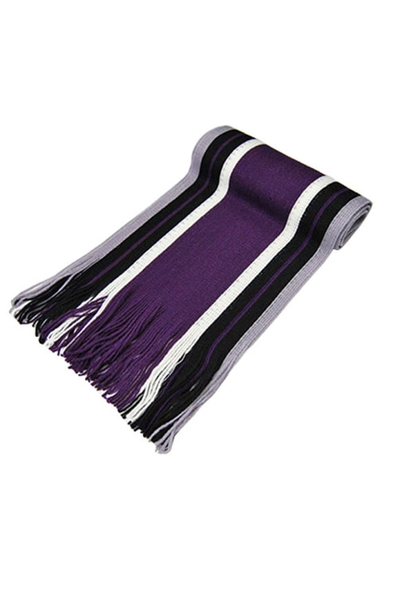 Men's Classic Acrylic Shawl Winter Warm Long Fringe Striped Tassel Scarf Purple