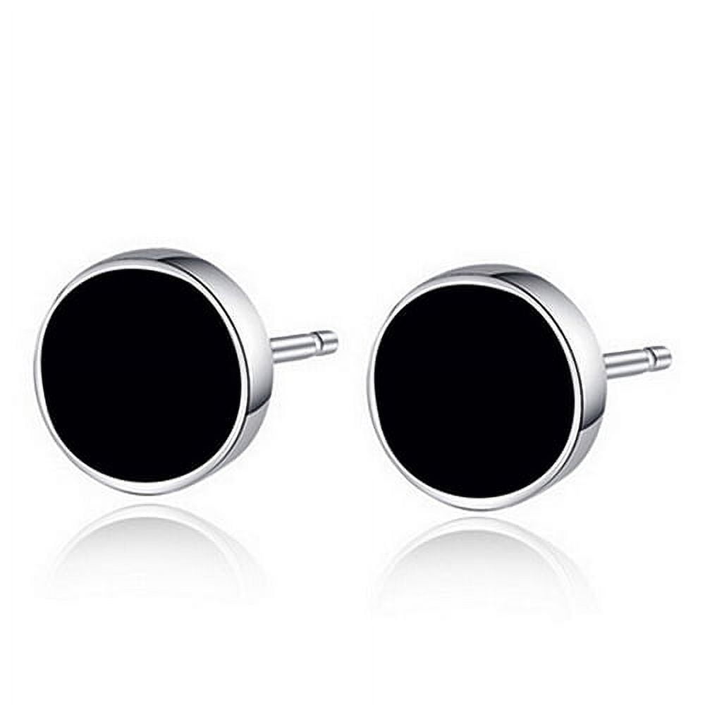 NUZYZ Men's Women's Sterling Silver Black Vinyl Earrings Ear