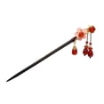 thumbnail image 1 of NUZYZ Retro Handmade Chinese Wood Hair Stick with Tassel Design Flower Beads Decor Hair Chopstick Horse Skirt Accessory, 1 of 8