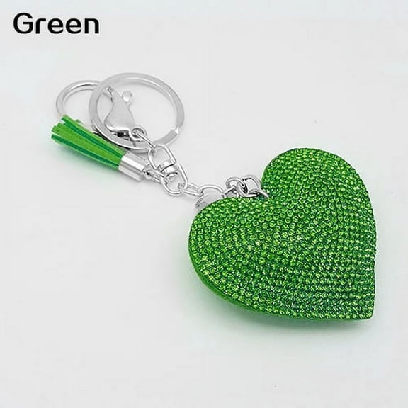 NUZYZ Romantic Dazzling Rhinestone Love Heart Charm Pendant Fringe Keychain Keyring