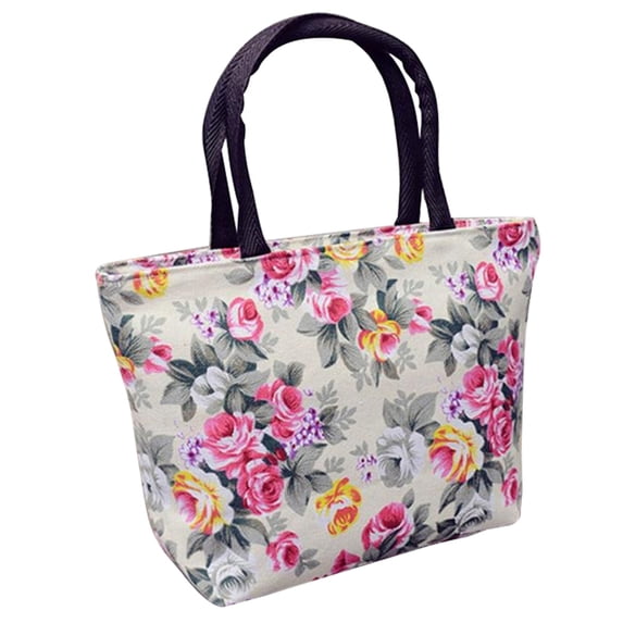 NUZYZ Rose Flower Printed Women Canvas Big Capacity Shopping Handbag Tote Shoulder Bag