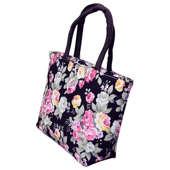 NUZYZ Rose Flower Printed Women Canvas Big Capacity Shopping Handbag Tote Shoulder Bag