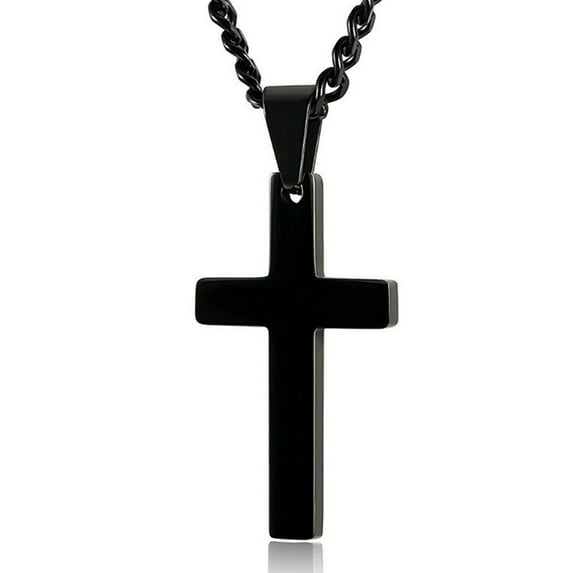 NUZYZ Stainless Steel Cross Pendant Men Women Chain Necklace Religious Jewelry Gift