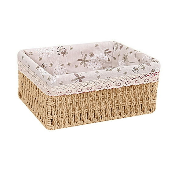 NUZYZ Storage Basket Wear Resistant Fabric Anti-deform Rattan Organizer Basket for Home