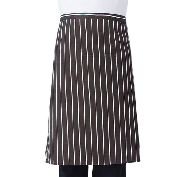 NUZYZ Striped Plaid Half-Length Short Waist Apron with Pocket Catering Chef Waiter Bar
