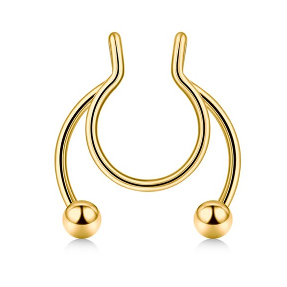 NUZYZ Unisex Fashion Stainless Steel Piercing Nose Clip Ring Stud Jewelry Accessories Golden