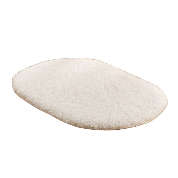 NUZYZ Water Absorbent Oval Plush Non-Slip Floor Mat Rug Living Room Doormat Carpet Milky White 30*50cm